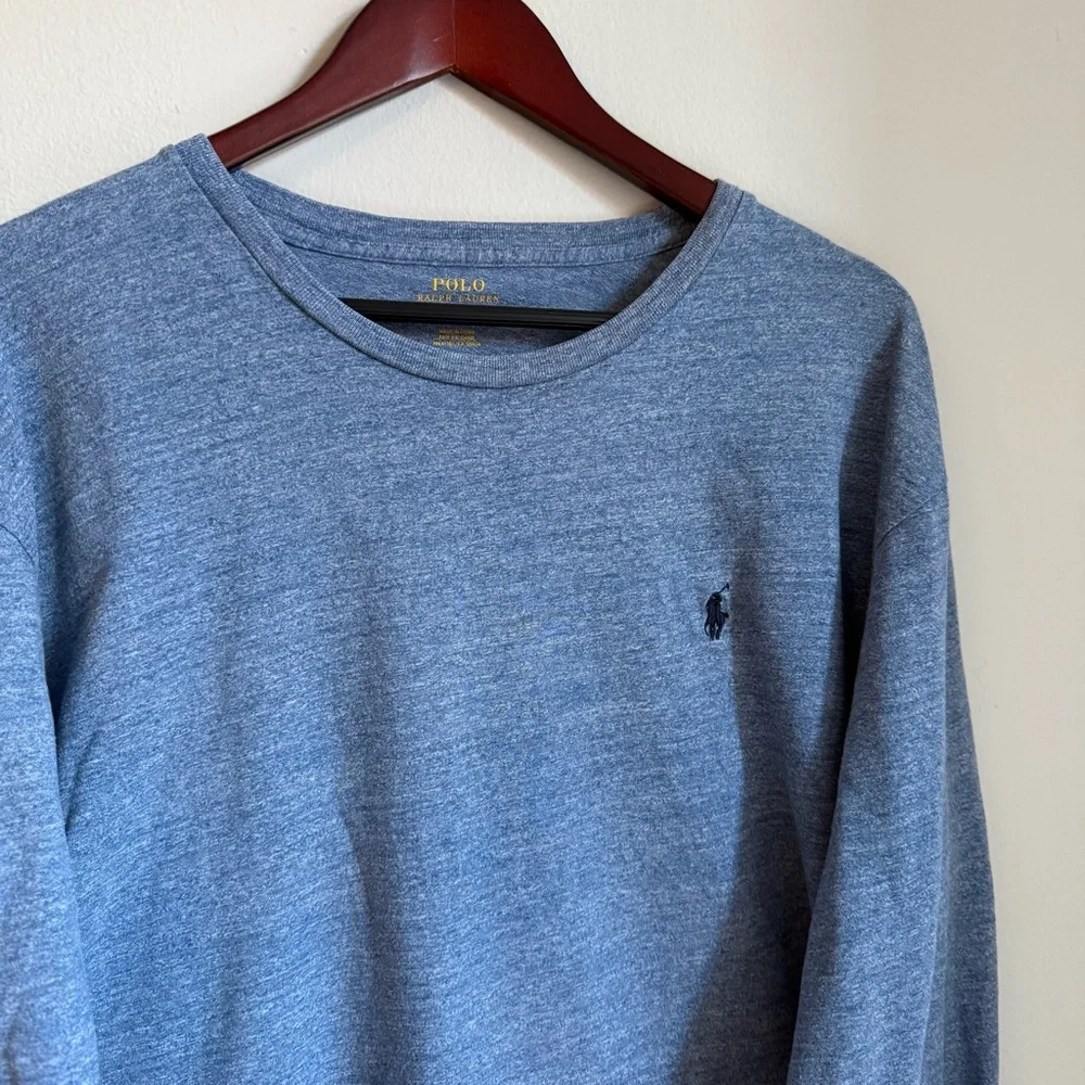 Ralph Lauren Long Sleeve Tee Blue Heather Size XL 100% cotton